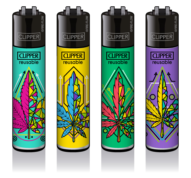 4 Clipper® Feuerzeuge Geometrical Leaves 2 Fire Flow™ 